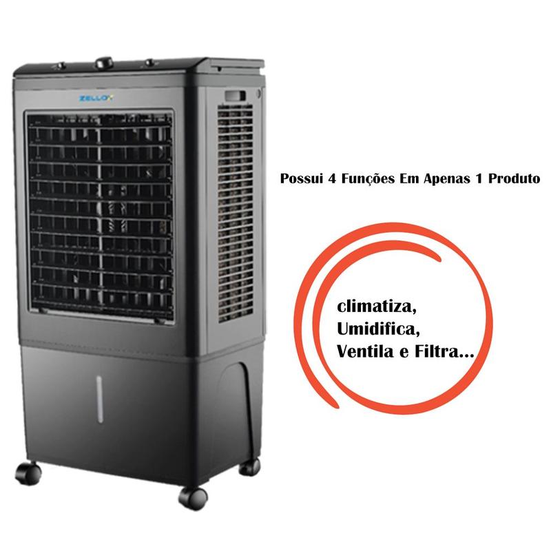 Climatizador de Ar Evaporativo Zlx-45 45 Litros 4 Funções 150w